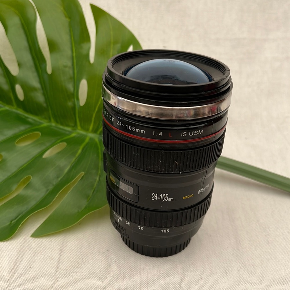 Camera lens style commuter mug novelty cup